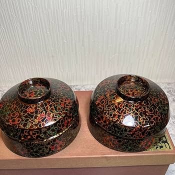 津軽塗 漆器 椀 2個セット Amazon.co.jp: 津軽塗 汁椀 煮物椀 蓋付き 2客セット 伝統工芸